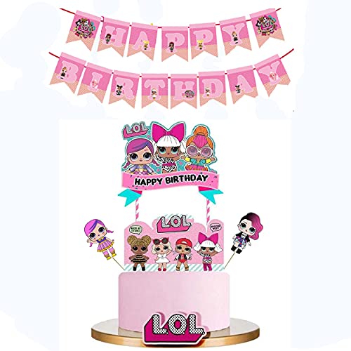 LOL Cake Toppers, 5 STÜCKE LOL Happy Birthday Party Supplies LOL Cupcake Picks LOL Rosa Kuchendekorationen für Mädchen Kinder Erwachsene von Ziranee