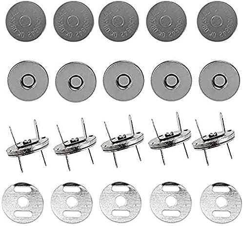 Magnetverschluss,30 PCS Magnetische Druckknöpfe zum Annähen Magnetknöpfe Magnetschließen für Geldbörsen Nähen Handwerk Taschen Kleidung Leder Handwerk Herstellung 18MM Silber von Ziranee