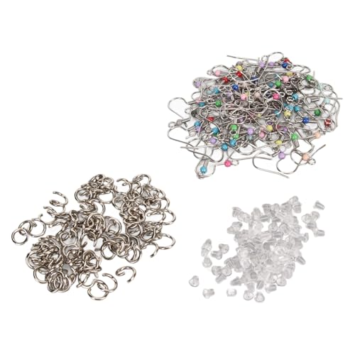 300-teiliges Ohrringhaken-Set aus Edelstahl, gemischte Farben, Ohrringhaken-Set mit Sprungring, Ohrringrückseite von Zisemeil