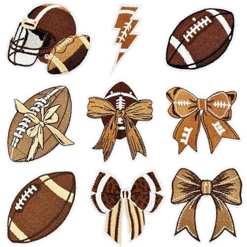 Rugby-Fußball-Flicken zum Aufbügeln, bestickte Applikation, zum Aufbügeln / Aufnähen auf Fußballhelm, Schleife, für Kleidung, Hut, Tasche, Jacke, Hemd, für Fußball-Enthusiasten, 9 Stück von Ziseyoru