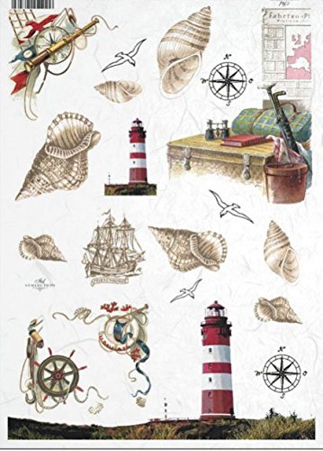 Zita's Creative Reispapier A4 - Maritim Motiv-Strohseide, Strohseidenpapier, Decoupage Papier Zita's Creative Reispapier A4 - Maritim Motiv-Strohseide, Strohseidenpapier, Decoupage Papier von Zita's Creative