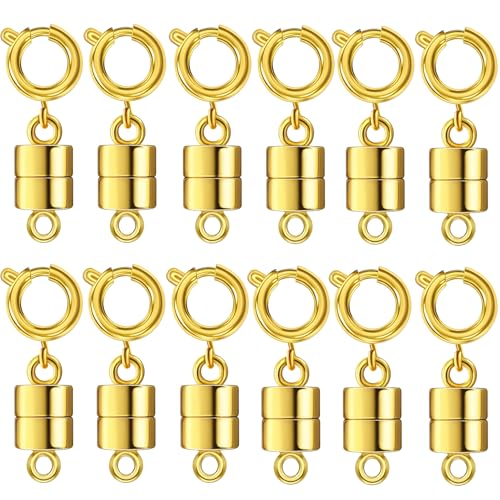 Magnetische Halskettenverschlüsse und Verschlüsse, 18 Karat Gold und versilbert, Schmuckverschlüsse, geeignet für Armbänder, Halsketten, Fußkettchen, Gold, 12 Stück von Zithyond