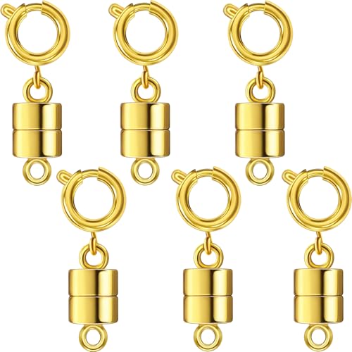 Magnetische Halskettenverschlüsse und Verschlüsse, 18 Karat Gold und versilbert, Schmuckverschlüsse, geeignet für Armbänder, Halsketten, Fußkettchen, Gold, 6 Stück von Zithyond