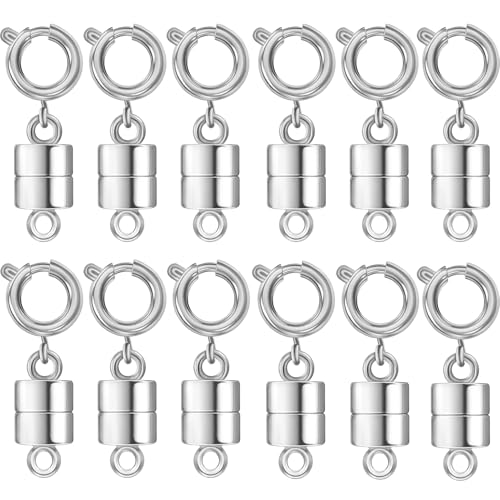 Magnetische Halskettenverschlüsse und Verschlüsse, 18 Karat Gold und versilbert, Schmuckverschlüsse, geeignet für Armbänder, Halsketten, Fußkettchen, Silber, 12 Stück von Zithyond