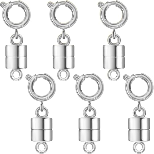 Magnetische Halskettenverschlüsse und Verschlüsse, 18 Karat Gold und versilbert, Schmuckverschlüsse, geeignet für Armbänder, Halsketten, Fußkettchen, Silber, 6 Stück von Zithyond