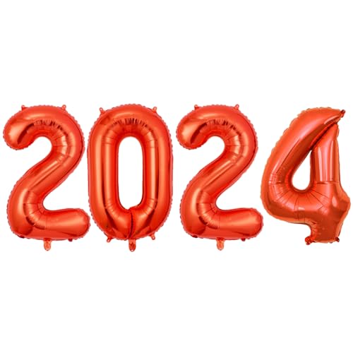2024 Neujahrsballons | 40-Zoll-Heliumballons mit Ziffern - Multifunktionale glänzende große silberne 2024 Luftballons für die Weihnachtsdekoration Ziurmut von Ziurmut