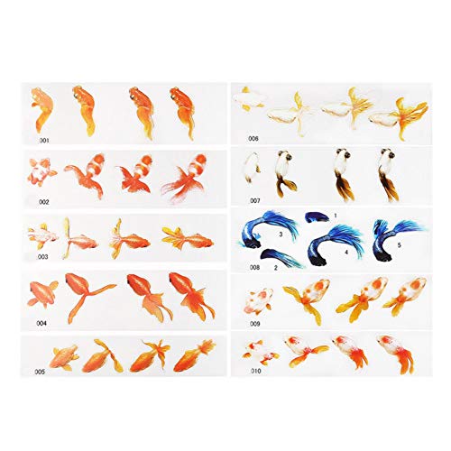3D-Goldfisch-Aufkleber, Goldfisch-Harz-Aufkleber, Fisch-Aufkleber zum Basteln, transparente Folie, Fisch-Aufkleber mit 3D-Effekt, 3D-Goldfisch-Teich-Aufkleber, DIY Goldfisch-Form, dekorative Aufkleber von Ziurmut