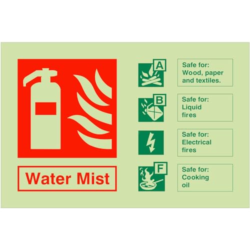 Metallschild, leuchtet im Dunkeln, Wassernebel, Feuerlöscher, Warnhinweis, Sicherheitsblechschild, 20,3 x 30,5 cm von Ziwarsich
