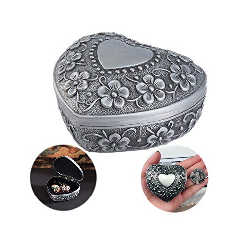 Ziyero Vintage Herzförmige Metall Schmuckschatulle Geschnitzt Metall Schmuckbgox Hochzeit Souvenir Geschenk Schmuckschatulle Herzförmiger Behälter Geeignet für Hausrenovierung,Hochzeiten,Geschenke usw von Ziyero