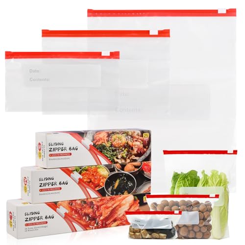 Gefrierbeutel Zipper Wiederverwendbare 60Pcs, BPA-freie Sandwichbeutel, Gefrierbeutel mit Stehendes Boden-Design, Großer Mittlerer und Kleiner Größen Aufbewahrungsbeutel Küche für Milch Snacks Fleisch Gefrierbeutel Zipper Wiederverwendbare 60Pcs, BPA-freie Sandwichbeutel, Gefrierbeutel mit Stehendes Boden-Design, Großer Mittlerer und Kleiner Größen Aufbewahrungsbeutel Küche für Milch Snacks Fleisch von Ziyonix