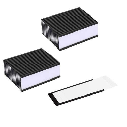 Ziyonix 50 Stück Magnetische Etikettenhalter Beschreibbar Schmutzfrei mit Papiereinlage Schutzfolie C-Kanal Magnetetiketten Magnetschilder zum Beschriften für Schule Büro (25MM x 75MM) von Ziyonix