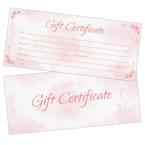 Geschenkgutscheinkarten, 25 rosafarbene Blanko-Geschenkgutscheine für Geschäft, Gutscheine für Salon, Spa, Restaurants, Kunden, 8,9 x 20,3 cm, individuelle Geschenkkarte, 10 Stück Geschenkgutscheinkarten, 25 rosafarbene Blanko-Geschenkgutscheine für Geschäft, Gutscheine für Salon, Spa, Restaurants, Kunden, 8,9 x 20,3 cm, individuelle Geschenkkarte, 10 Stück von Ziyouza