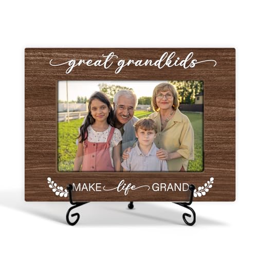 Great Grandkids Make Life Grand Bilderrahmen aus Holz mit Ständer, 10 x 15 cm, als Fotogeschenk für Großeltern, Geschenke von Great Grandkids-05 von Ziyouza