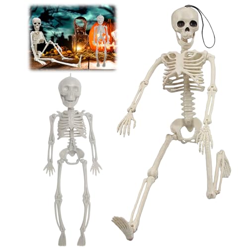 Halloween Skelett, 2 Packungen Halloween Skelett Deko, Hängende Skelett Dekorationen, Halloween Skelette mit Beweglichen Gelenken, Halloween Menschliches Skelett für die Halloween Dekoration Halloween Skelett, 2 Packungen Halloween Skelett Deko, Hängende Skelett Dekorationen, Halloween Skelette mit Beweglichen Gelenken, Halloween Menschliches Skelett für die Halloween Dekoration von Zkaoai