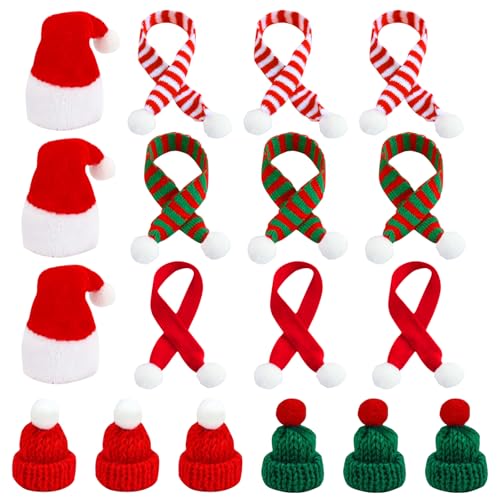 18 Stück Mini Weihnachtsmütze und Schal Set, Mini Weihnachtsmütze, Mini-Strickmütze des Weihnachten,Puppenzubehör,Nikolausmütze Klein für Weihnachten Weinflasche Abdeckung,Puppenhaus,Weihnachtsfeiern 18 Stück Mini Weihnachtsmütze und Schal Set, Mini Weihnachtsmütze, Mini-Strickmütze des Weihnachten,Puppenzubehör,Nikolausmütze Klein für Weihnachten Weinflasche Abdeckung,Puppenhaus,Weihnachtsfeiern von Zkaoai