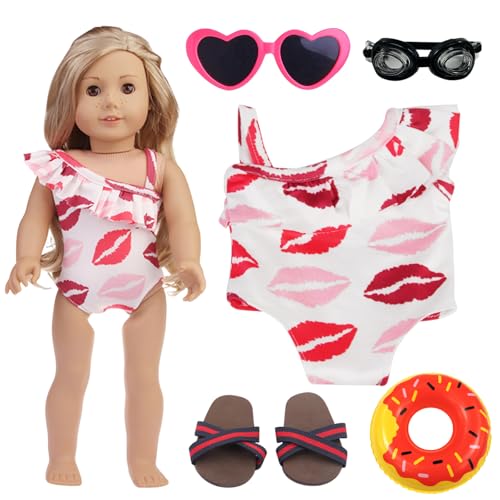 Zkaoai Puppenkleidung Sommer 5 Teilig, Schwimm Set für Puppen, Kleidung Zubehör für Puppen mit Badeanzug, Clogs, Schwimmring, Sonnenbrille, Schwimmbrille, Puppenzubehör für 35-45 cm Schwimmpuppe Zkaoai Puppenkleidung Sommer 5 Teilig, Schwimm Set für Puppen, Kleidung Zubehör für Puppen mit Badeanzug, Clogs, Schwimmring, Sonnenbrille, Schwimmbrille, Puppenzubehör für 35-45 cm Schwimmpuppe von Zkaoai