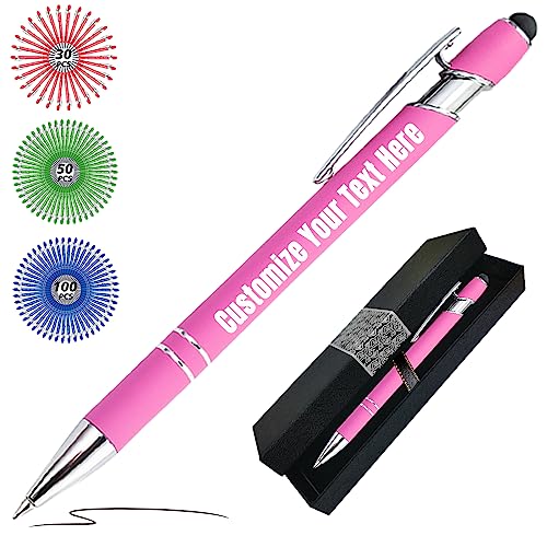 Zkgiftsdz Kugelschreiber Personalisiert mit Gravur Personalisierte Kulis Stift mit Namen Logo Wunschtext-Von 1 bis 500 Stück Schwarz von Zkgiftsdz