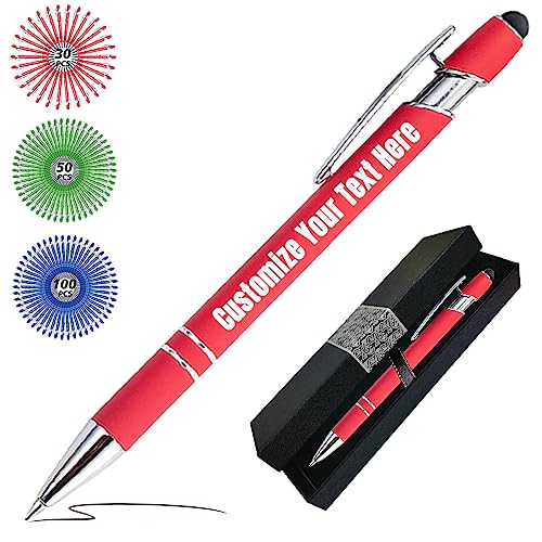 Kugelschreiber Personalisiert mit Gravur Personalisierte Kulis Stift mit Namen Logo Wunschtext-Von 1 bis 500 Stück Rot von Zkgiftsdz