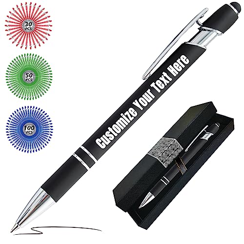 Kugelschreiber Personalisiert mit Gravur Personalisierte Kulis Stift mit Namen Logo Wunschtext-Von 1 bis 500 Stück Schwarz von Zkgiftsdz