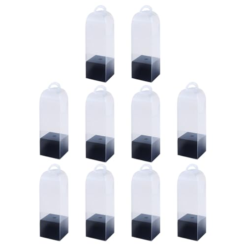Zktfyshk 10 Stück transparente PVC-Blumenkästen mit Griffen für einzelne Rosen und Zktfyshk 10 Stück transparente PVC-Blumenkästen mit Griffen für einzelne Rosen und von Zktfyshk