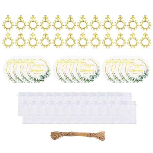 Zktfyshk 24 Stück Antike Kruzifix Ringe für Zeremonien Taufgeschenke und Motto-Party-Geschenke mit Organza von Zktfyshk