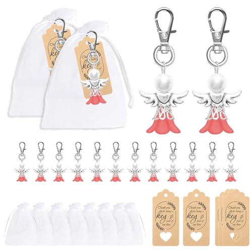 Zktfyshk Cherub Schlüsselanhänger-Set mit Tasche, Engel-Anhänger, Hochzeit, Taufe, Schlüsselanhänger, Gastgeschenk für Party Zktfyshk Cherub Schlüsselanhänger-Set mit Tasche, Engel-Anhänger, Hochzeit, Taufe, Schlüsselanhänger, Gastgeschenk für Party von Zktfyshk