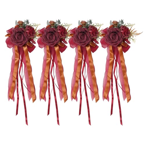 Zktfyshk Elegante künstliche Blumenschleifen, Kunstblumen, Hochzeits-Auto-Dekor-Set für Brille und Tür, elegant Zktfyshk Elegante künstliche Blumenschleifen, Kunstblumen, Hochzeits-Auto-Dekor-Set für Brille und Tür, elegant von Zktfyshk