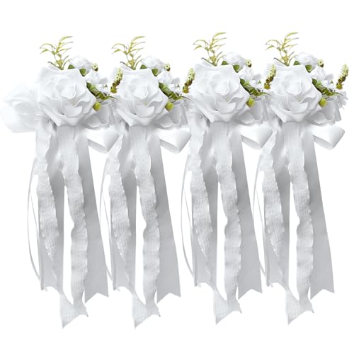 Zktfyshk Elegante künstliche Blumenschleifen, Kunstblumen, Hochzeits-Auto-Dekor-Set für Brille und Tür, elegant Zktfyshk Elegante künstliche Blumenschleifen, Kunstblumen, Hochzeits-Auto-Dekor-Set für Brille und Tür, elegant von Zktfyshk