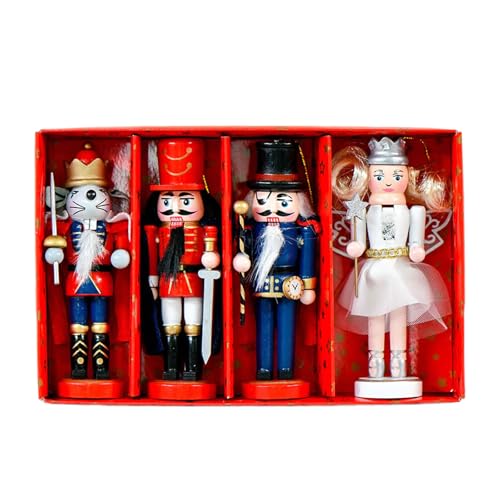 Zktfyshk Nussknacker aus Holz, Soldat, Ornament, Maus, Prinzessinnenschutz, Weihnachtsbaumschmuck, klassisch, 13 cm, 4 Stück Zktfyshk Nussknacker aus Holz, Soldat, Ornament, Maus, Prinzessinnenschutz, Weihnachtsbaumschmuck, klassisch, 13 cm, 4 Stück von Zktfyshk