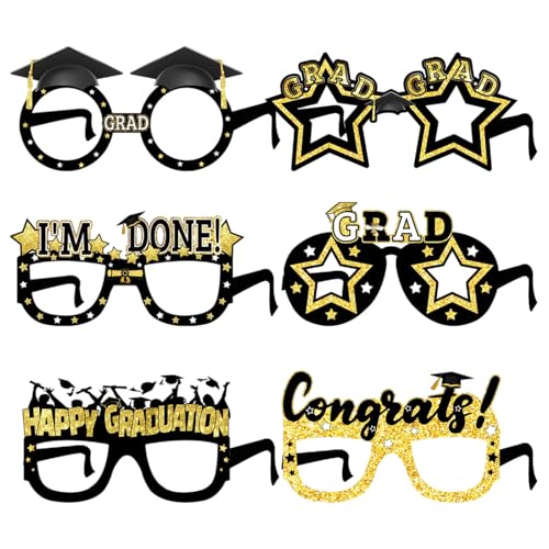 Zktfyshk Packung Mit 6 Schwarz Und Gold Abschlussgläser 2025 Glitzernde Brille Für Fotokabinen Requisiten Und Partyzubehör Zktfyshk Packung Mit 6 Schwarz Und Gold Abschlussgläser 2025 Glitzernde Brille Für Fotokabinen Requisiten Und Partyzubehör von Zktfyshk