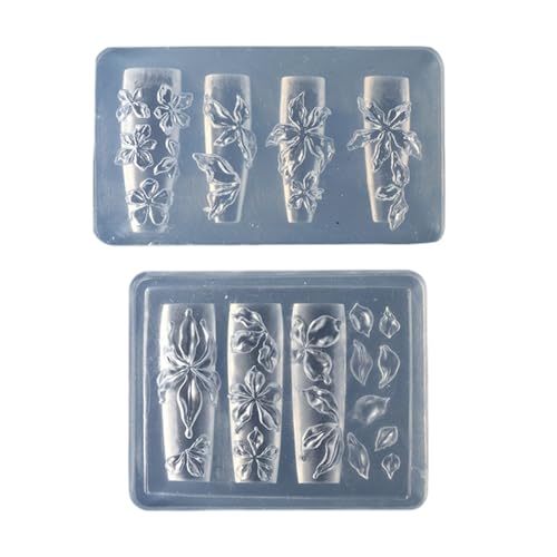 2 Stücke Silikonnägel Kunstform Für Florale Präge Maniküre Werkzeug Mit Wiederverwendbaren Blütendesigns Vorlagen Silikonnagelkunstform von Zkydhbd