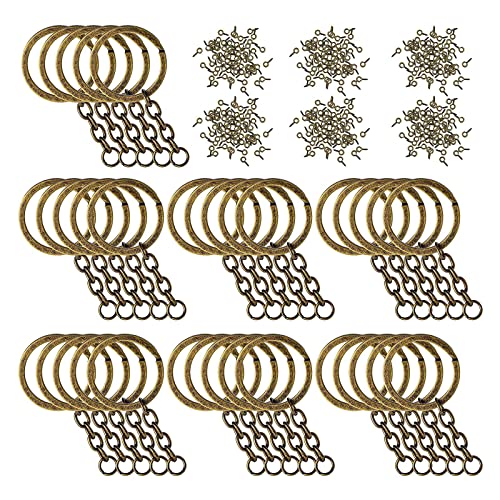 250pieces Metall Schlüsselanschlüsse Keyrings Mit Ketten Und Sprungringen Für Kunsthandwerk Und Schmuckbefund Erstellen Gemischte Farben von Zkydhbd