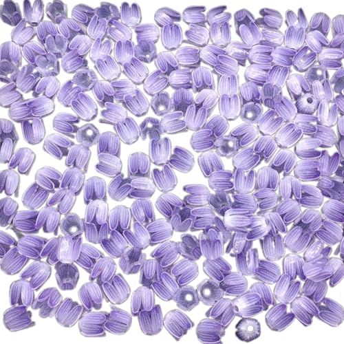 50 PCs Blumenperlen Acrylblüten Knospen Basteln Perlen Farbdruck Tulpen Perlen Handwerksbedarf von Zkydhbd