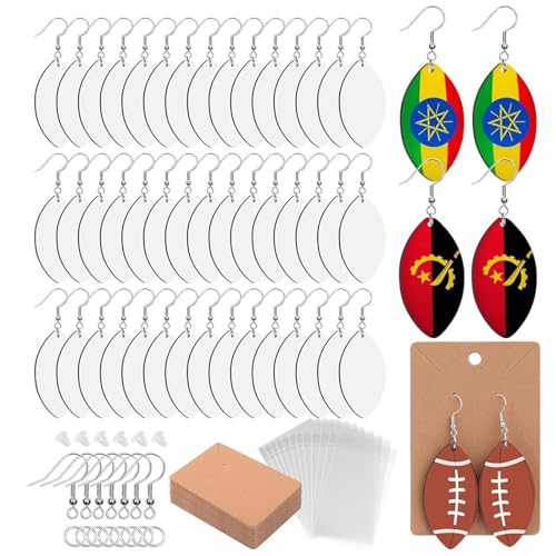 60 PCs Sportige Muster Ohranhänger Personalisierte Sublimation Ohrringe Fußball Ohrbedeckung Für Sportliebhaber Modische Ornament von Zkydhbd