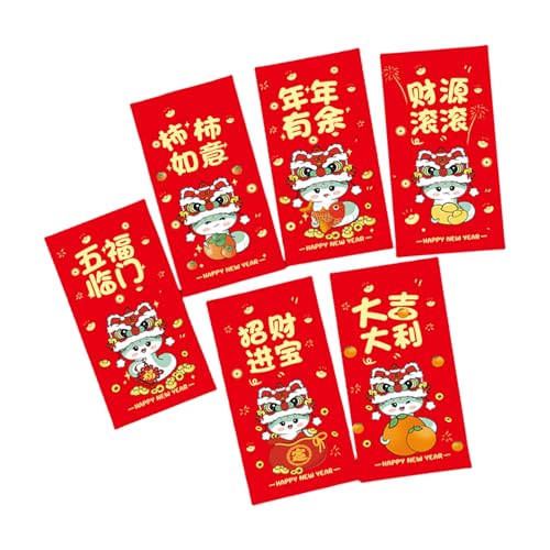 6pcs Neujahr Rötung Pakete Gold Folie Schlangenjahr Themenumschläge Multifunktionales Chinesisches Zodiacs Geldpapierbeutel von Zkydhbd