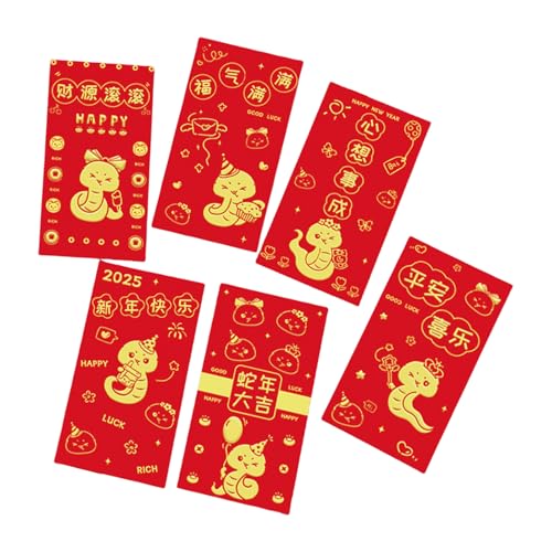 6pcs Neujahr Rötung Pakete Gold Folie Schlangenjahr Themenumschläge Multifunktionales Chinesisches Zodiacs Geldpapierbeutel von Zkydhbd