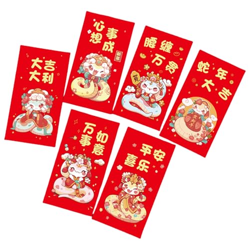 6pcs Neujahr Rötung Pakete Gold Folie Schlangenjahr Themenumschläge Multifunktionales Chinesisches Zodiacs Geldpapierbeutel von Zkydhbd