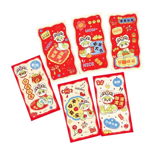 6pcs Neujahr Rötung Pakete Gold Folie Schlangenjahr Themenumschläge Multifunktionales Chinesisches Zodiacs Geldpapierbeutel von Zkydhbd