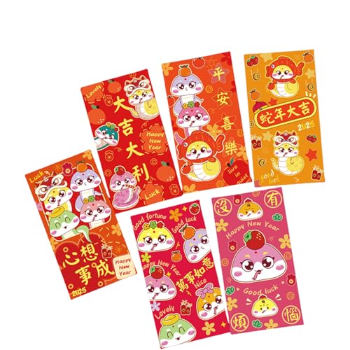 6pcs Neujahr Rötung Pakete Gold Folie Schlangenjahr Themenumschläge Multifunktionales Chinesisches Zodiacs Geldpapierbeutel von Zkydhbd