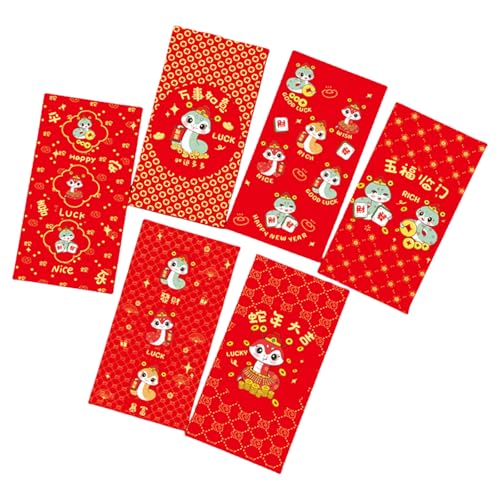 6pcs Neujahr Rötung Pakete Gold Folie Schlangenjahr Themenumschläge Multifunktionales Chinesisches Zodiacs Geldpapierbeutel von Zkydhbd