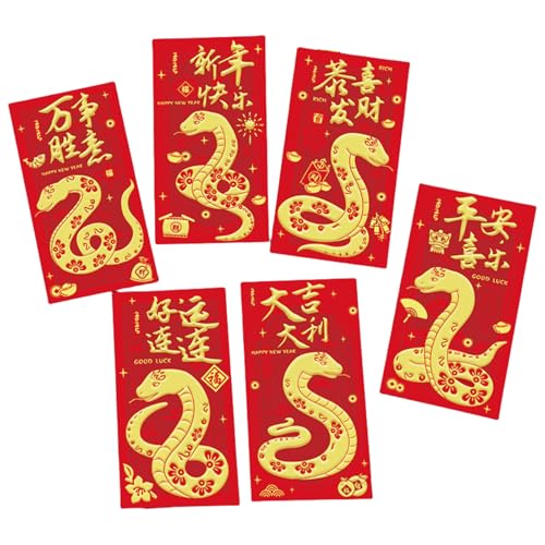 6pcs Neujahr Rötung Pakete Gold Folie Schlangenjahr Themenumschläge Multifunktionales Chinesisches Zodiacs Geldpapierbeutel von Zkydhbd