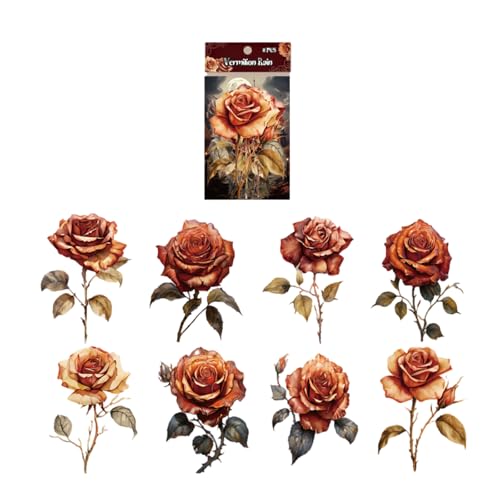 8 PCs Farbenfrohe Rosenaufkleber Für Journaling Und Kreative Projekte Fenster Stoßstange Laptop Phone Zubehör Scrapbooking Supplies Aufkleber von Zkydhbd