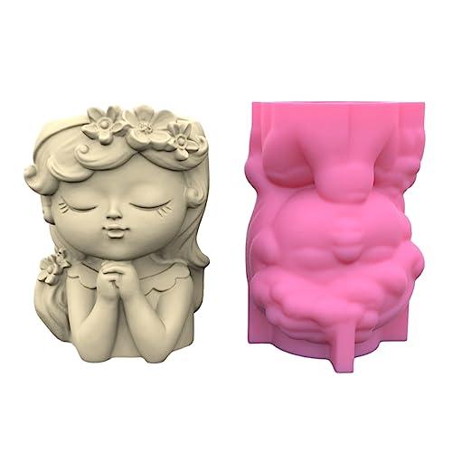 Blumentopf Silikonform Beton Zement Gebet Girl Blumenpot Schimmelpilze Aromatherapie Kerzenhalter Epoxidharz Schimmel Silikon Pflanzer Schimmel von Zkydhbd