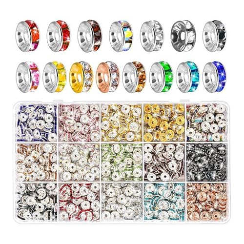 Sparling Rondelle Spacer Perlen 600/720/900pcs 8mm Strassstichhalter Flach Runde Perlen Für Armbänder Schmuckzuarbeiten von Zkydhbd