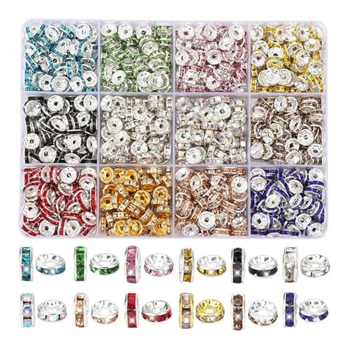 Sparling Rondelle Spacer Perlen 600/720/900pcs 8mm Strassstichhalter Flach Runde Perlen Für Armbänder Schmuckzuarbeiten von Zkydhbd