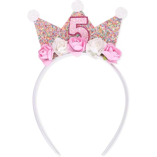 Zkydhbd Blumenkrone Geburtstag Kopfbedeckung Für 2/3/4/5 Jahre Baby Geburtstag Haarbänder Auf Auffällige Blumenkopfbewegung Baby Girl Hairband von Zkydhbd