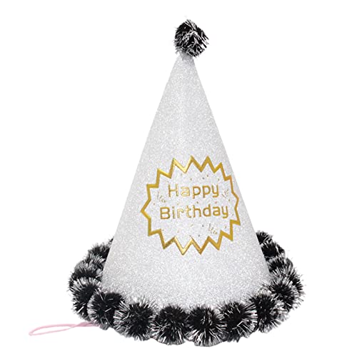 Zkydhbd Party Cone Pompoms Birthday Cone Hats Geburtstag Kronen Papier Party Hüte Für Kinder Erwachsene Geburtstag Weihnachten von Zkydhbd
