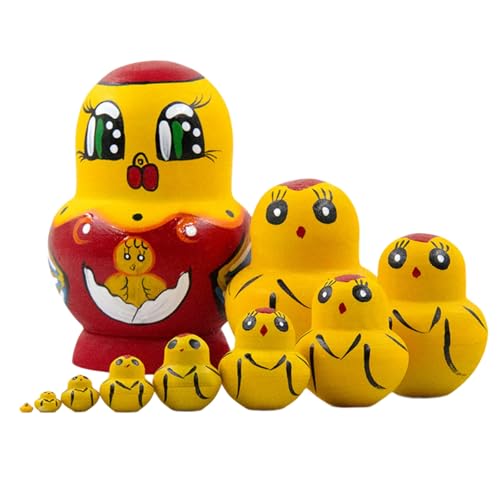 Zkydhbd Russische Matryoshka 10layer Holznistpuppen Traditionelle Ententhema Hand Bemalte Stapelpuppen Display Figuren Puppen Home Decors Ornament von Zkydhbd