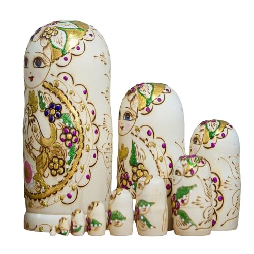 Zkydhbd Russische Volkspuppen, handgefertigte Holzfigur mit Blumenmustern zum Verschenken von Heim- und Bürodekorationen von Zkydhbd