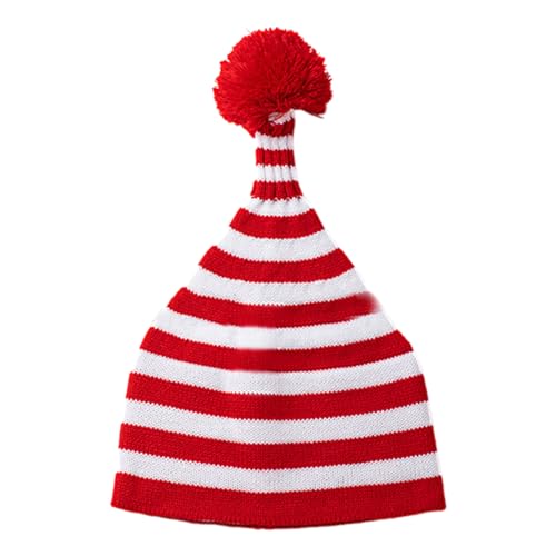 Zkydhbd Urlaubsgeisteinheit Eltern Kind Weihnachtshut Rot Weiße Strickhüte Mit POMS Warm Strick Mütze Faser Für Urlaub Weihnachten Eltern Kinder Beruhhut Familie Matching Rot Und Weiß Gestreift von Zkydhbd